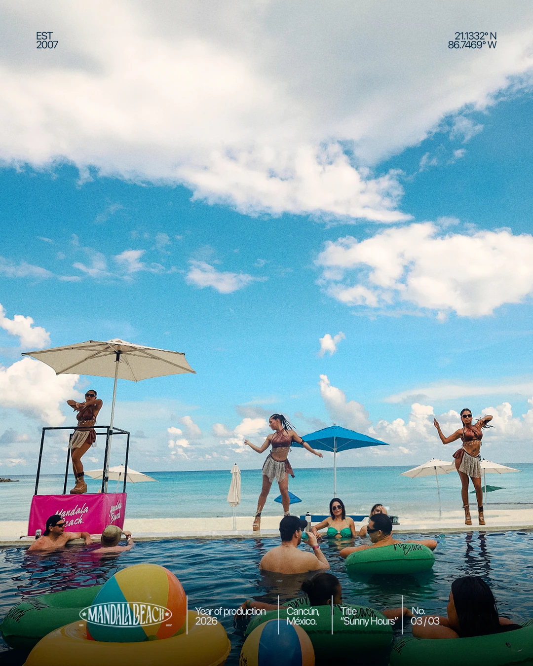 Sistema gráfico de Mandala Beach aplicado a contenido del club